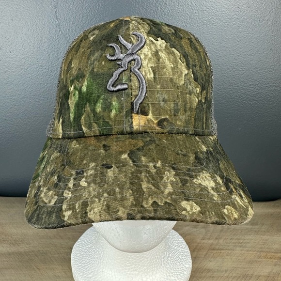 Browning Camo Deer Logo Trucker Hat Mesh Snapback Cap Adjustable Strap Back - Picture 1 of 6